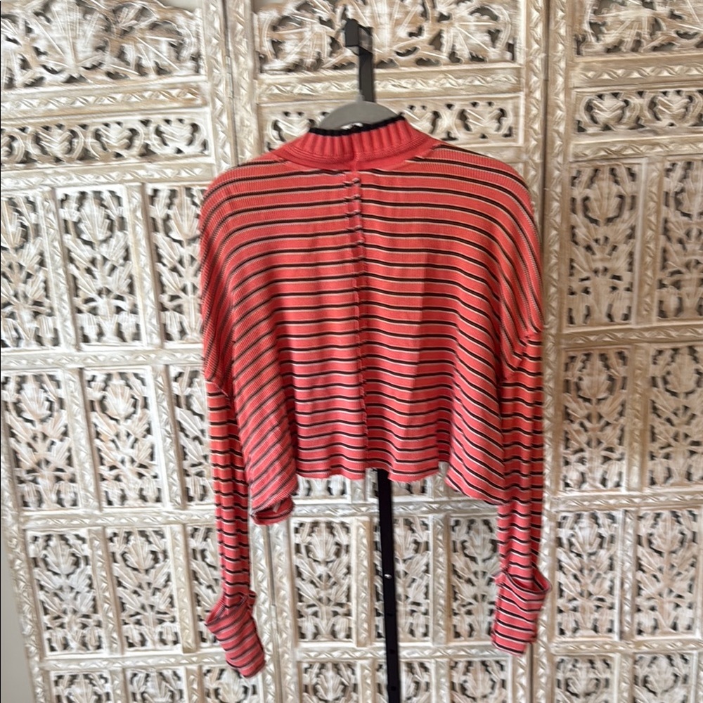 Free People Striped Red and Black Women's Top - Picture 3 of 3
